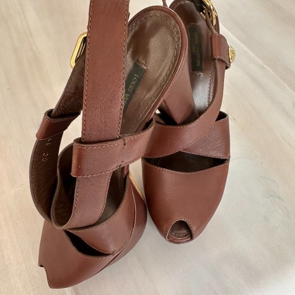 RARE Louis Vuitton High Heel Sandals in Cognac leather  Size  38 - Picture 13 of 14